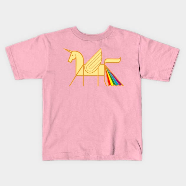 unicorn on rainbow Kids T-Shirt by osvaldoport76